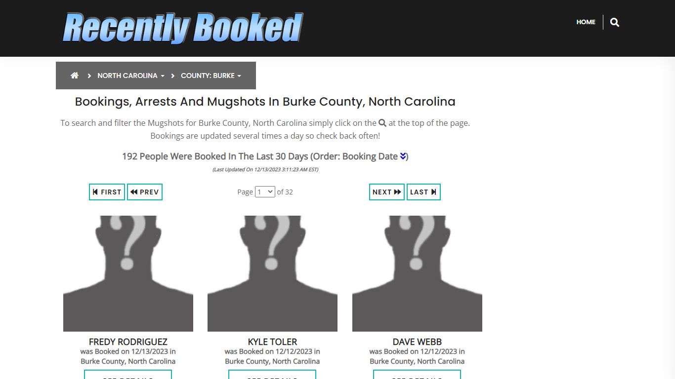 Bookings, Arrests and Mugshots in Burke County, North Carolina